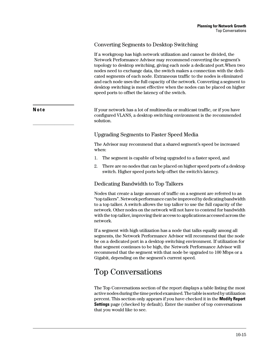 HP Networking TopTool Products manual Top Conversations, Converting Segments to Desktop Switching 