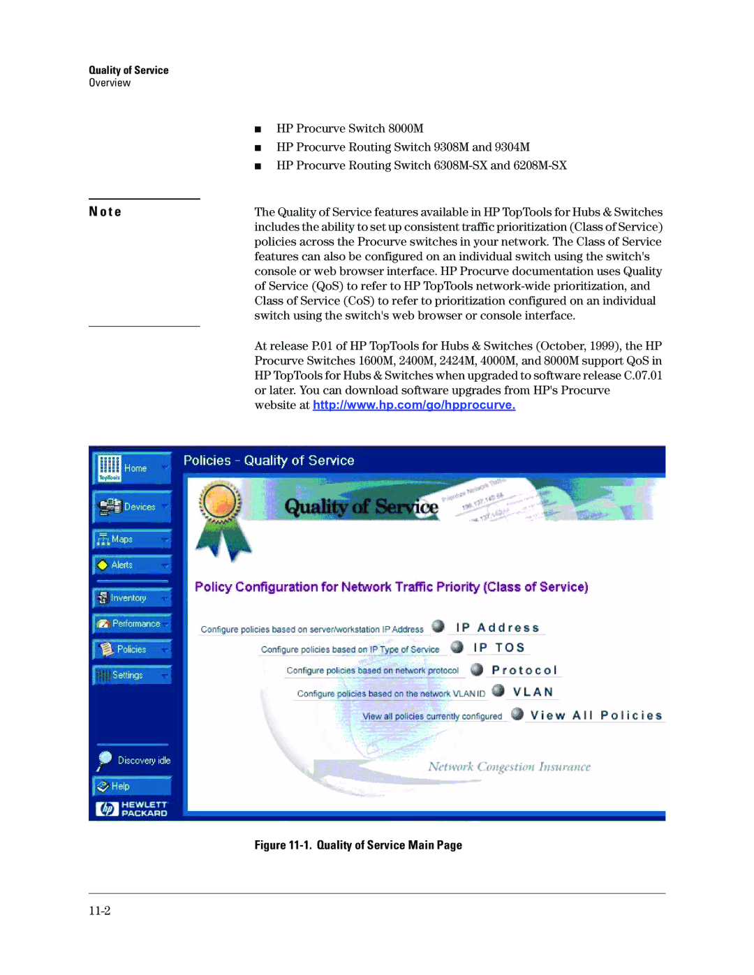 HP Networking TopTool Products manual HP Procurve Switch 8000M, HP Procurve Routing Switch 9308M and 9304M, 11-2 