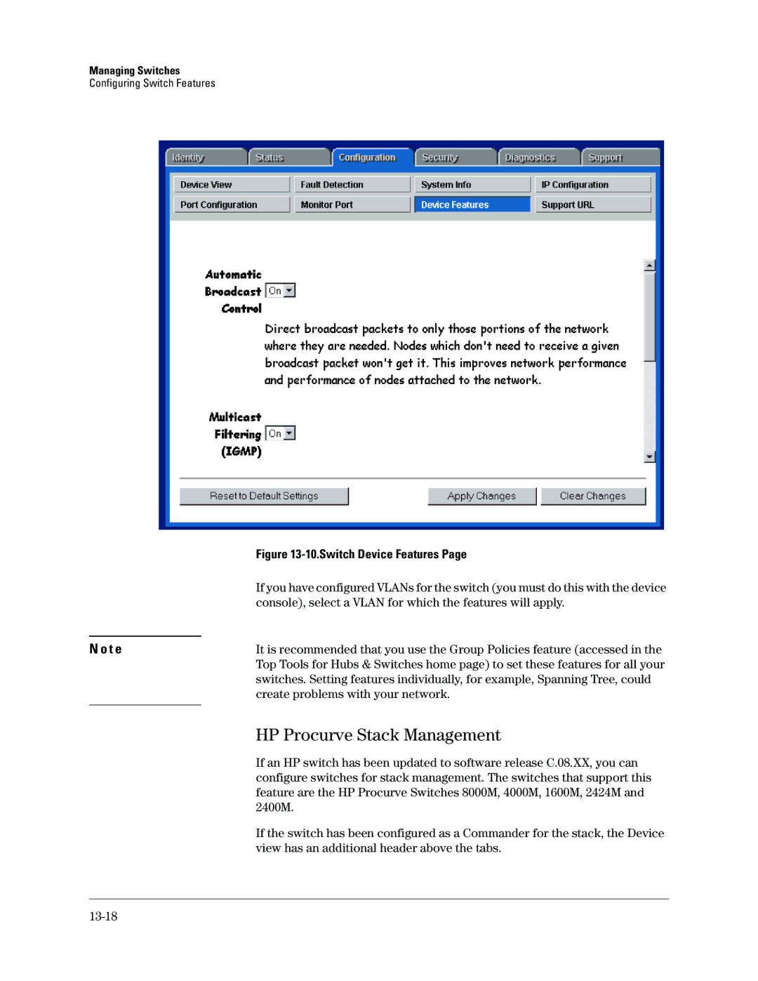 HP Networking TopTool Products manual HP Procurve Stack Management 