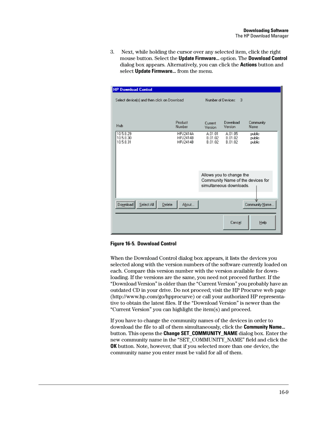 HP Networking TopTool Products manual Download Control 