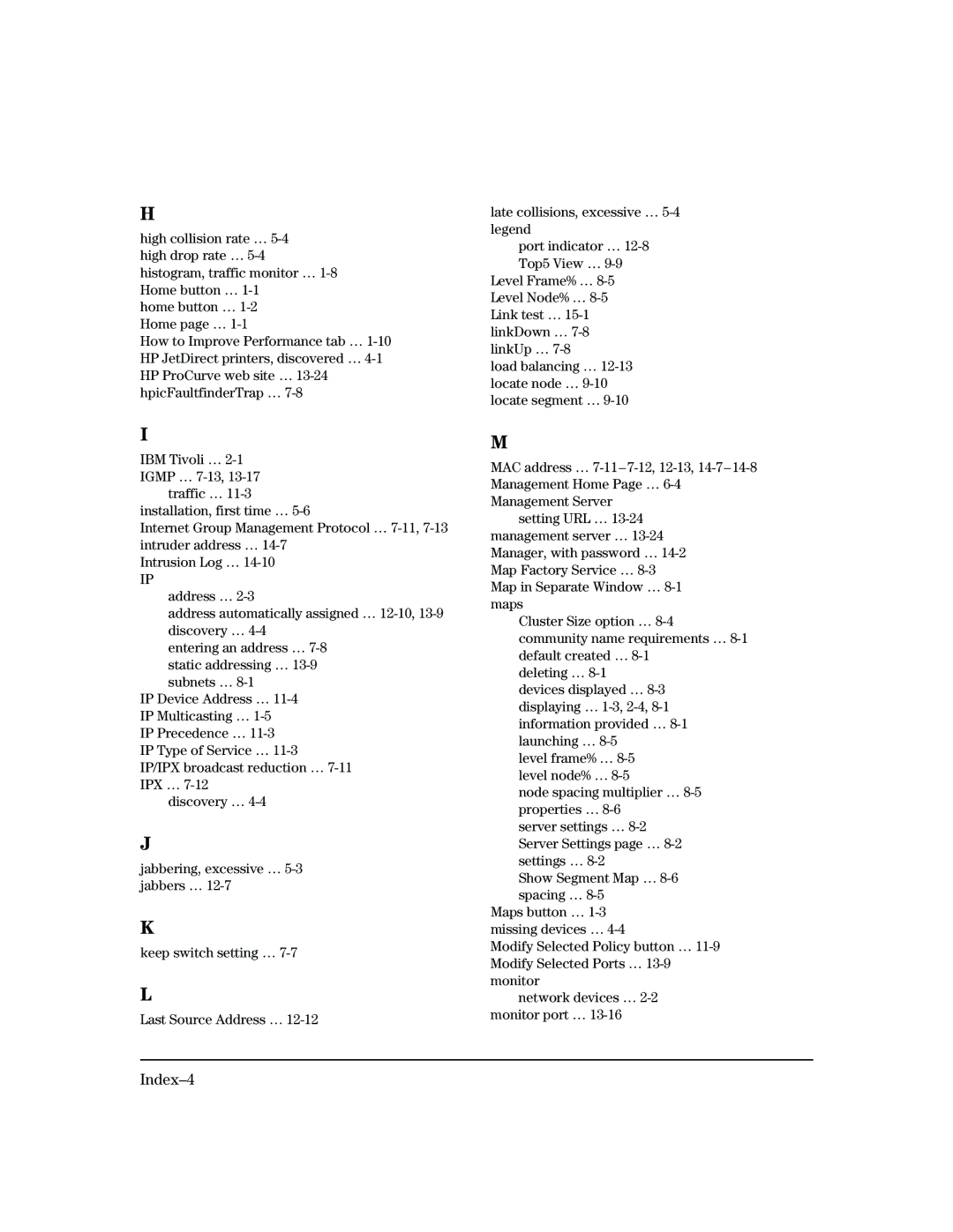 HP Networking TopTool Products manual Index-4 