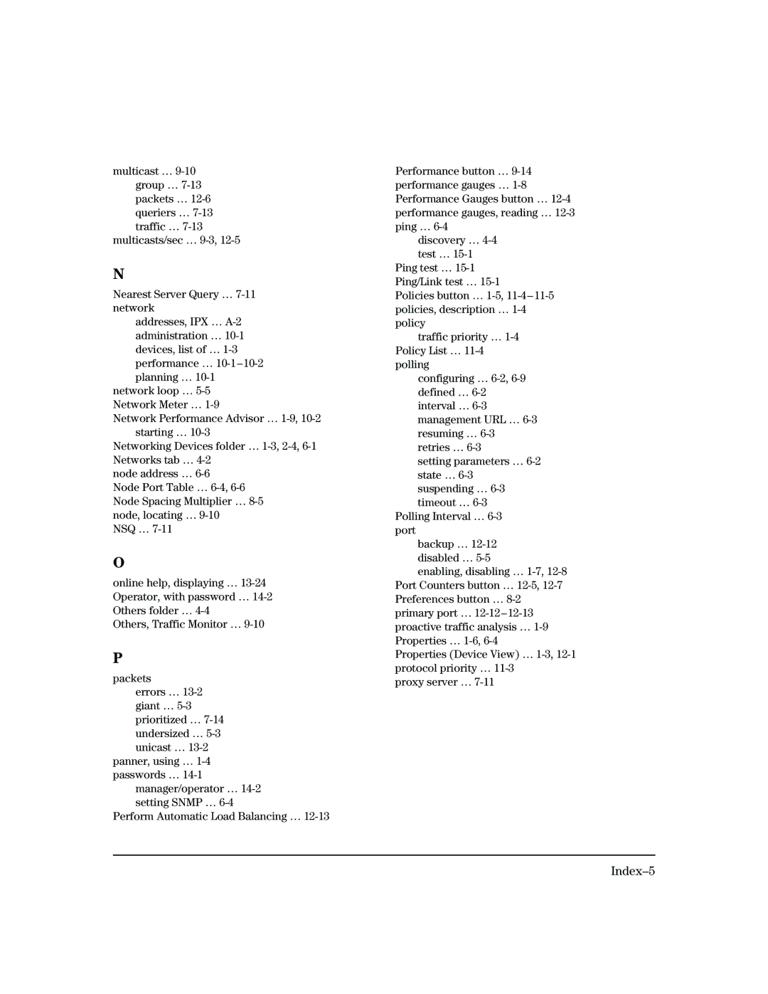 HP Networking TopTool Products manual Index-5 