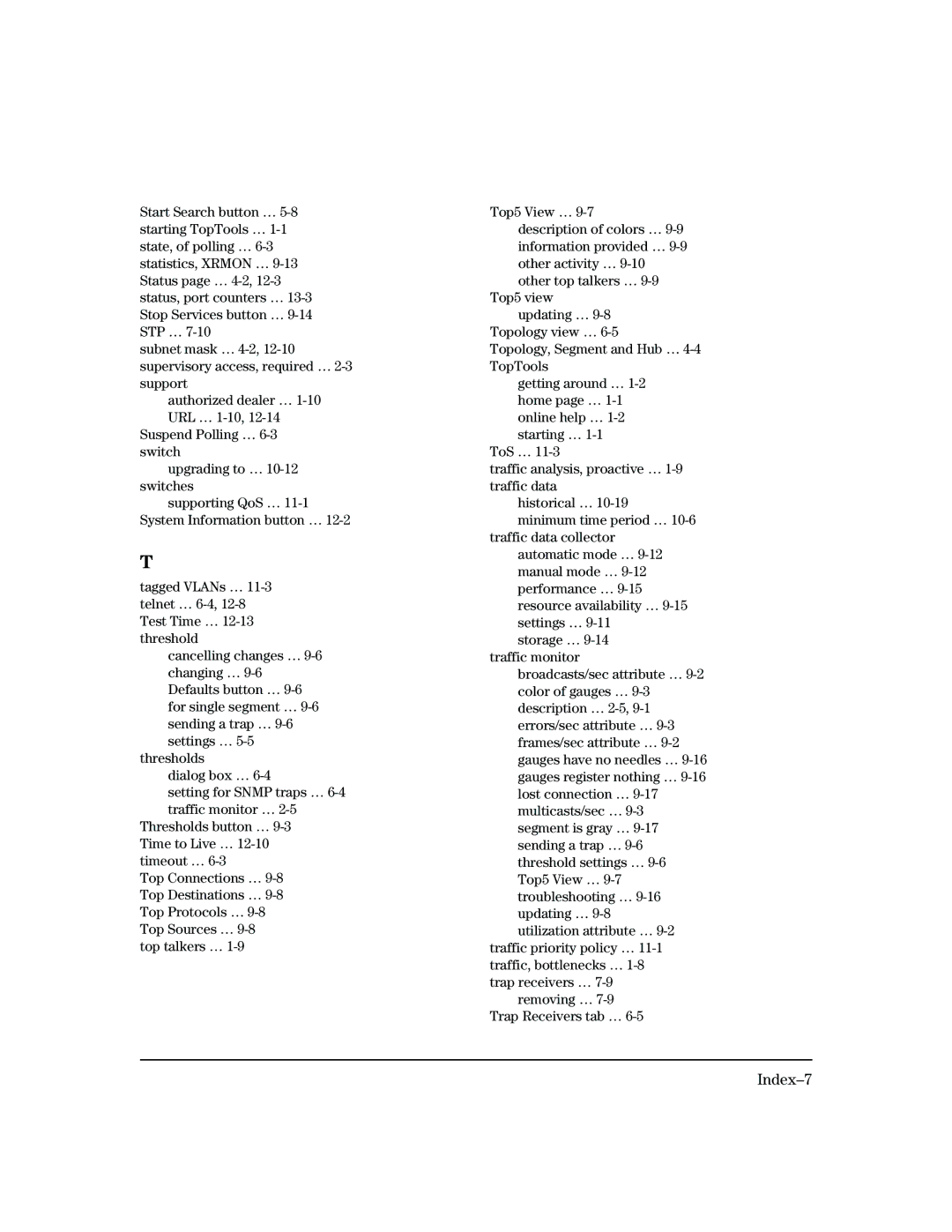 HP Networking TopTool Products manual Index-7 