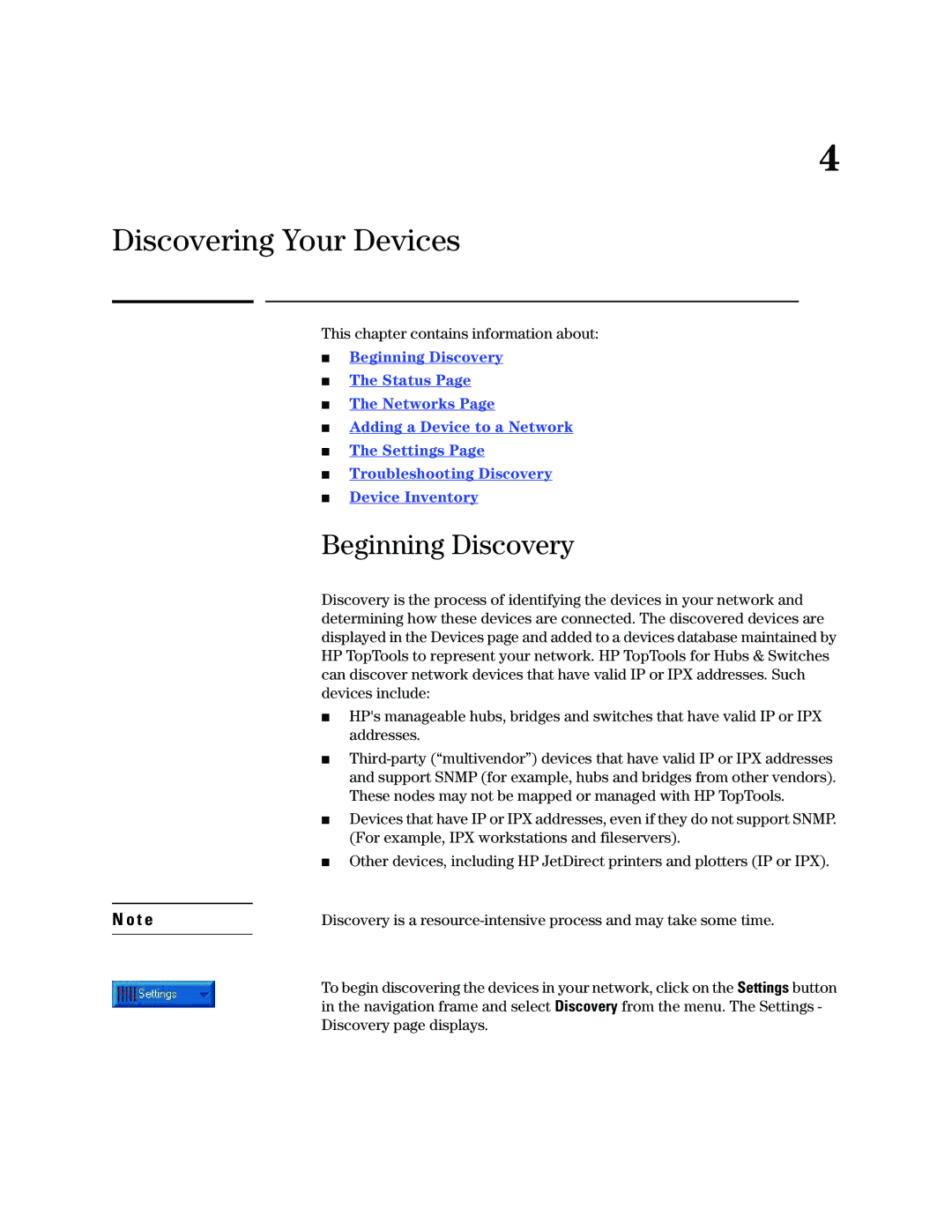 HP Networking TopTool Products manual Discovering Your Devices, Beginning Discovery 