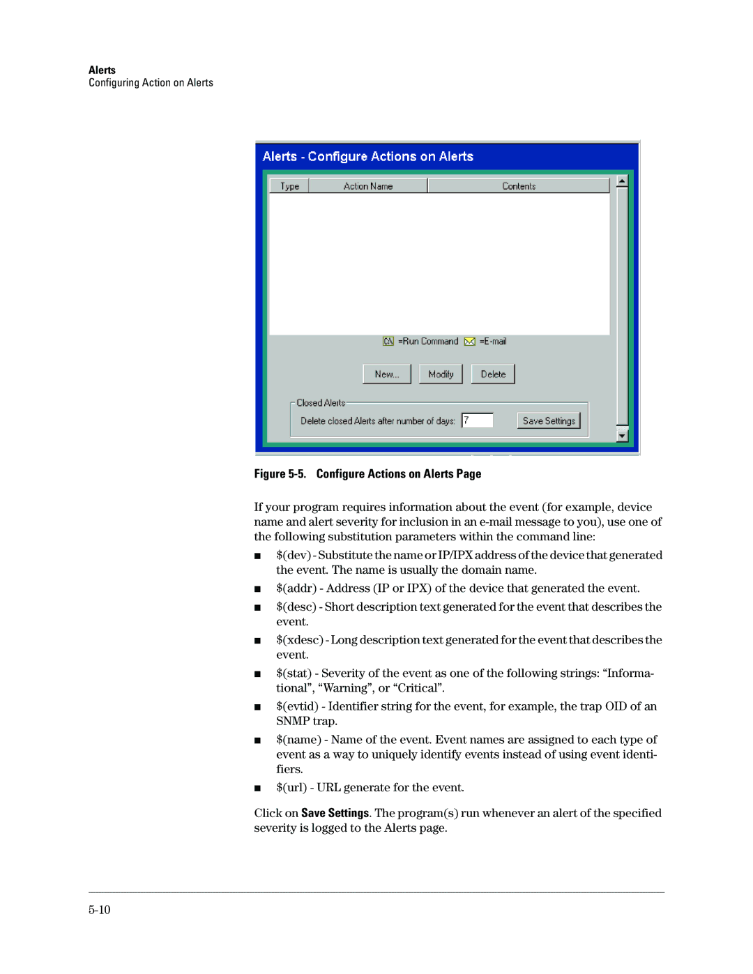 HP Networking TopTool Products manual Configure Actions on Alerts 