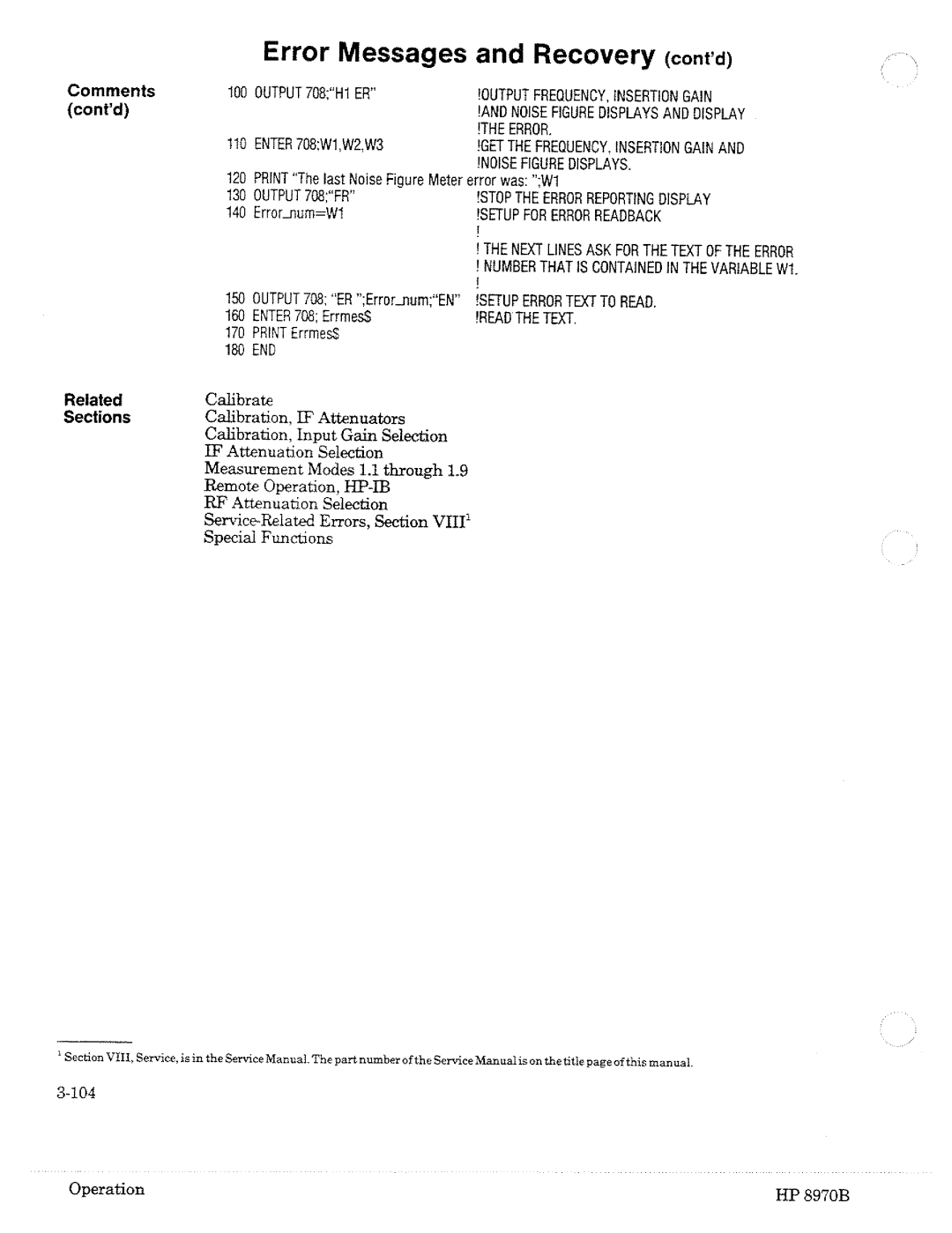 HP Noise Reduction Machine 8970b manual 