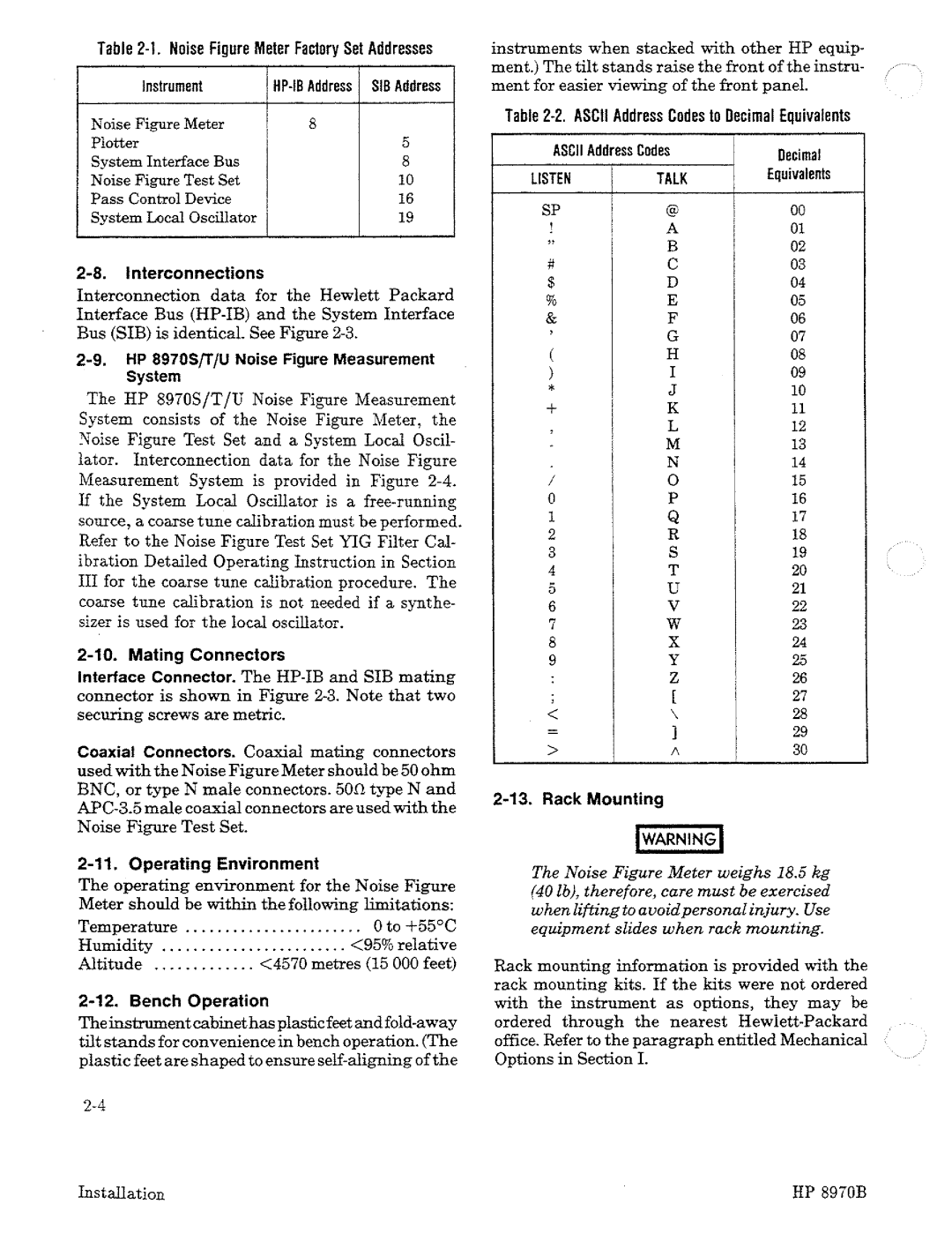 HP Noise Reduction Machine 8970b manual 
