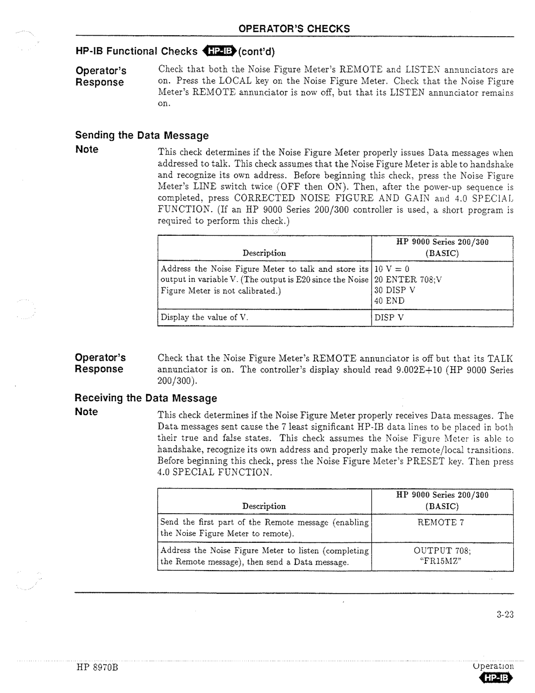 HP Noise Reduction Machine 8970b manual 