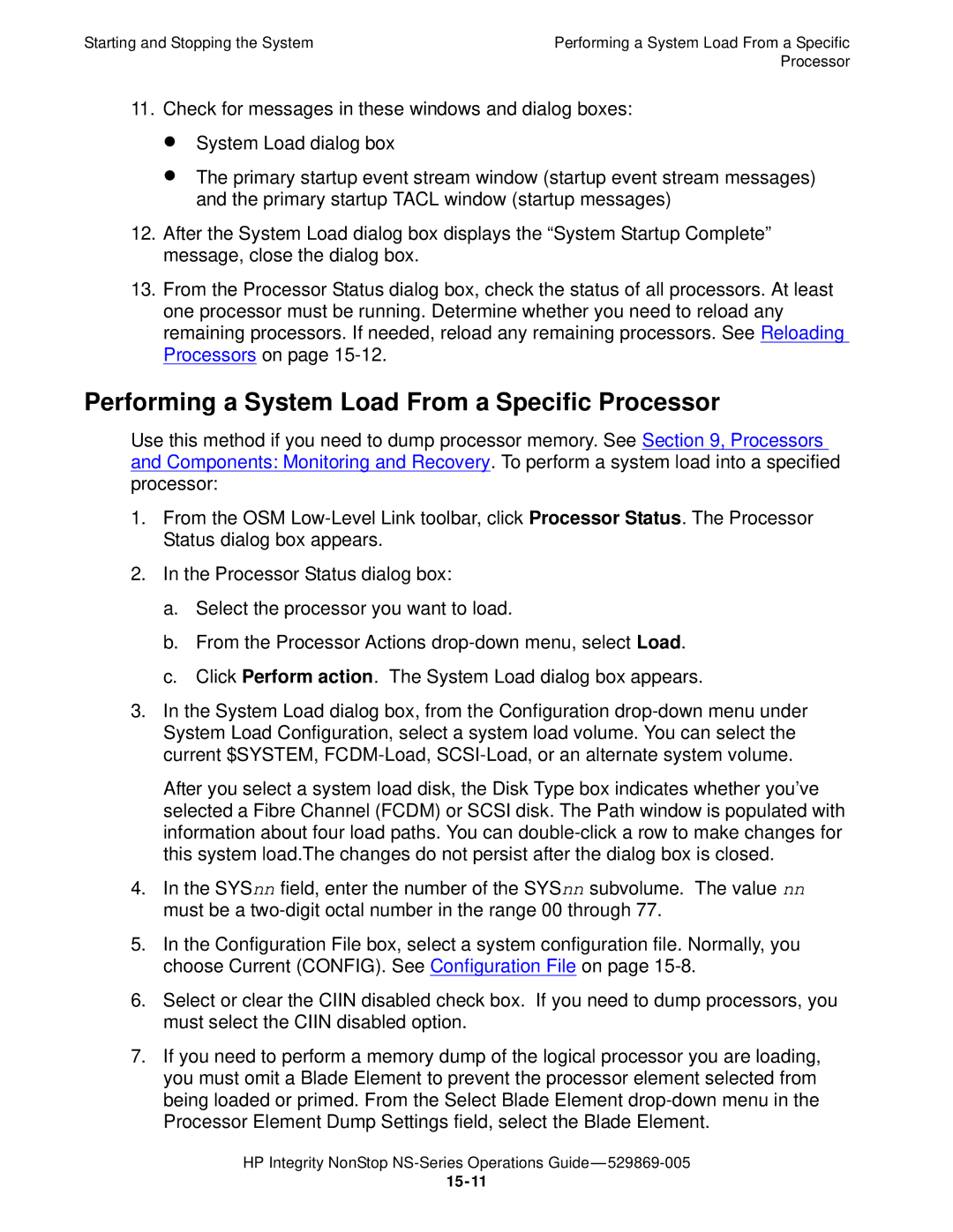 HP NonStop NS manual Performing a System Load From a Specific Processor 