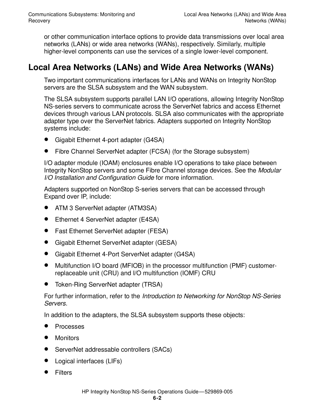 HP NonStop NS manual Local Area Networks LANs and Wide Area Networks WANs 