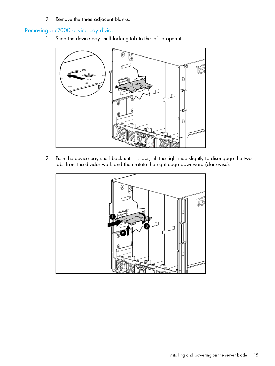 HP nPartitions (nPars) manual Removing a c7000 device bay divider 