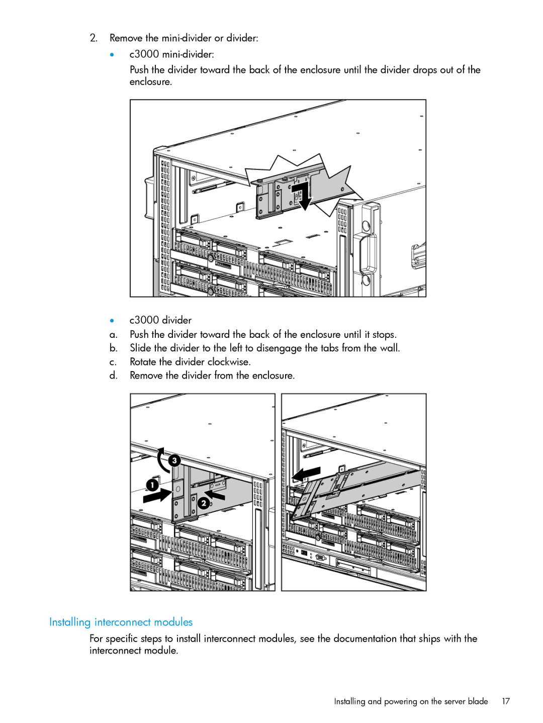 HP nPartitions (nPars) manual Installing interconnect modules 