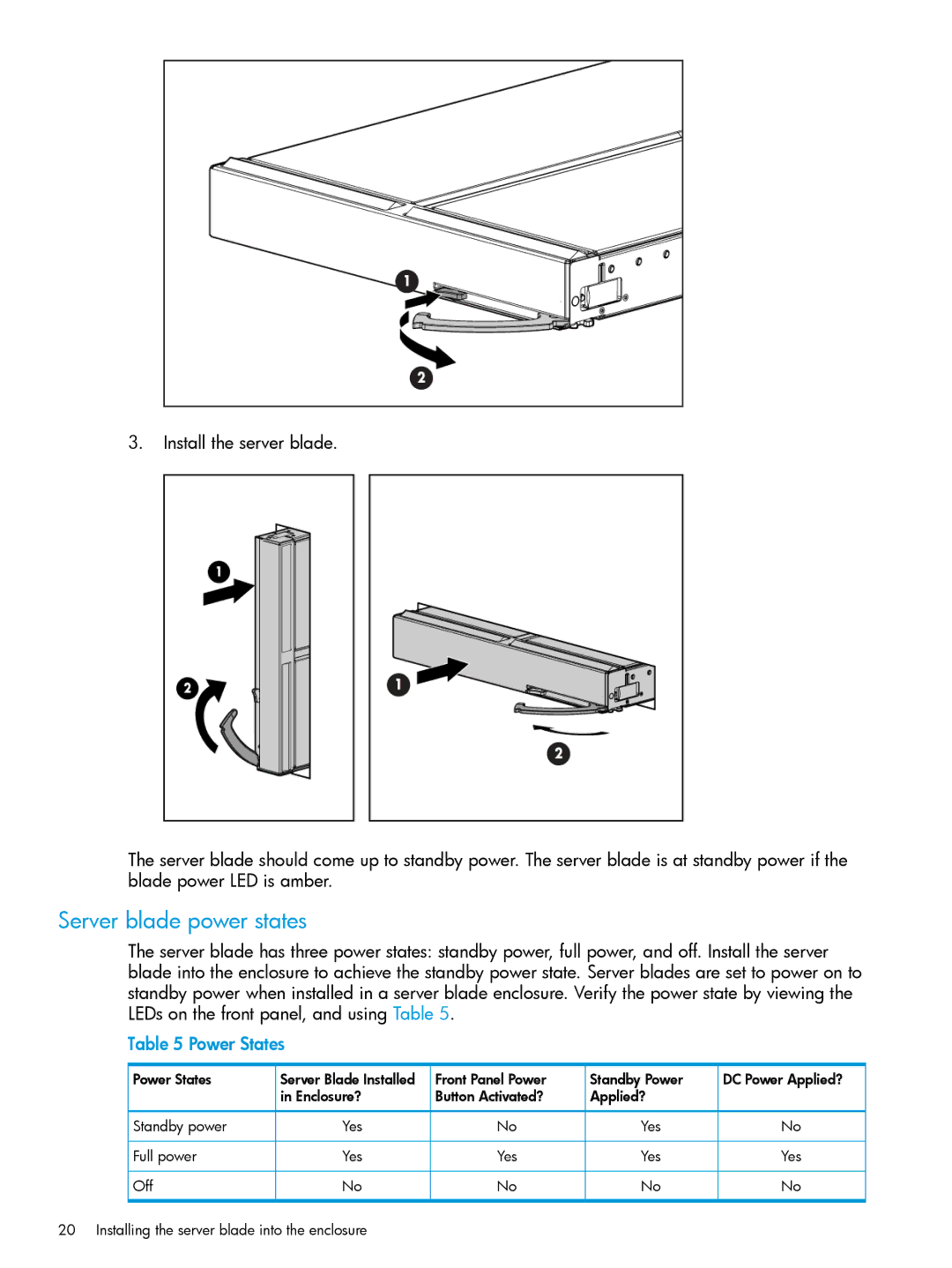 HP nPartitions (nPars) manual Server blade power states, Power States 