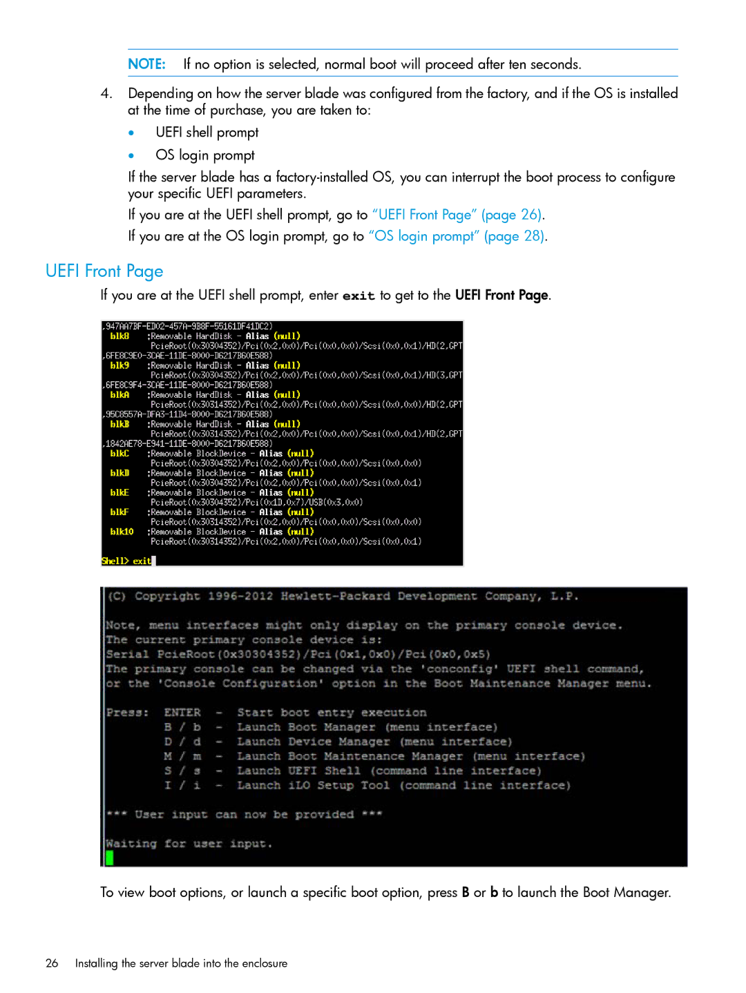 HP nPartitions (nPars) manual Uefi Front 