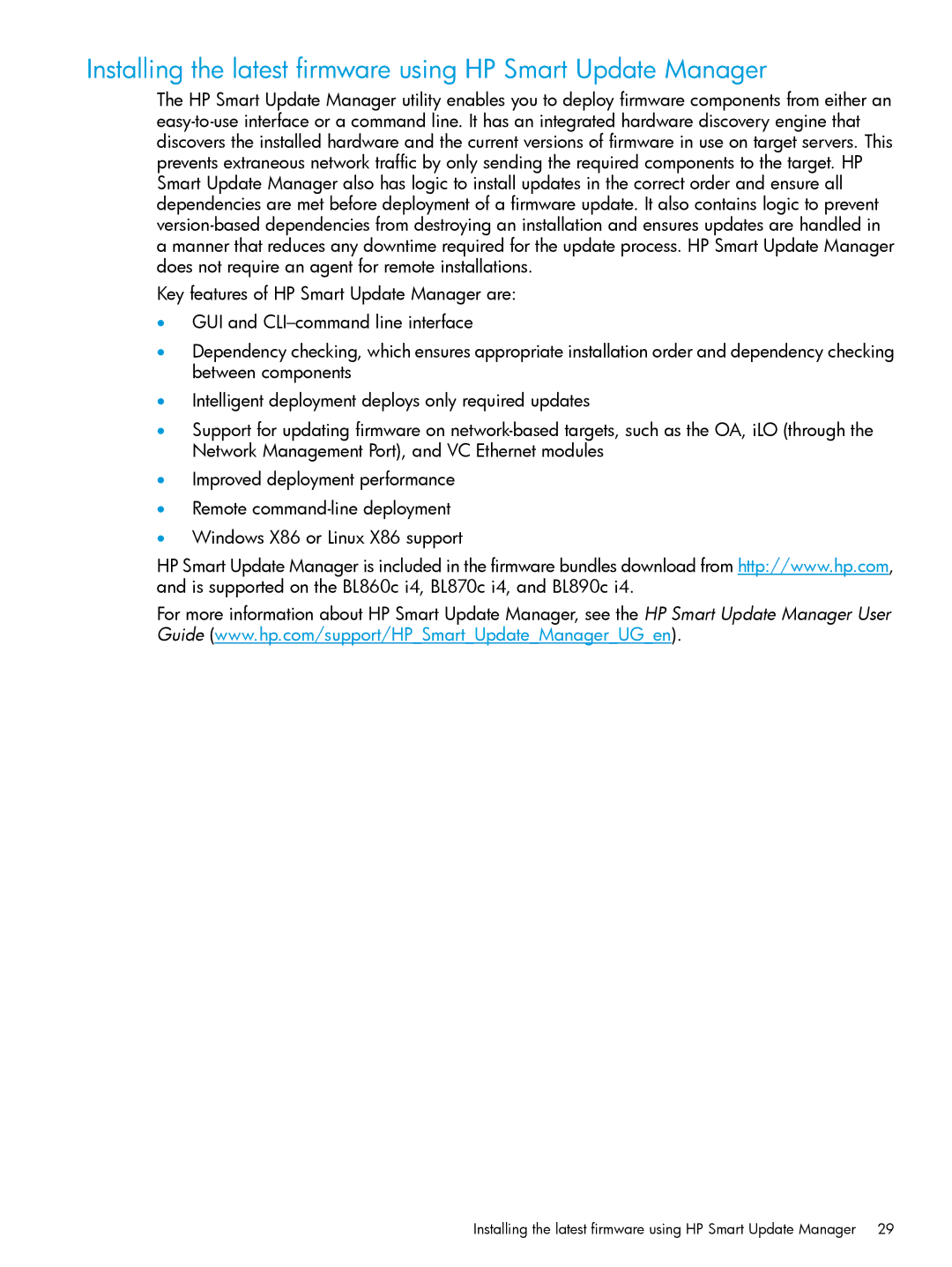 HP nPartitions (nPars) manual Installing the latest firmware using HP Smart Update Manager 