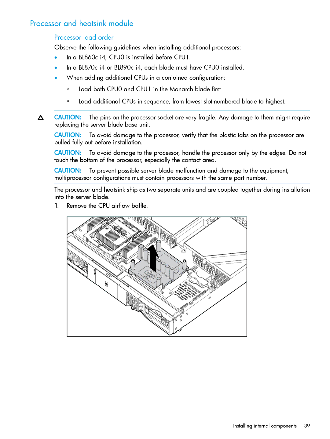 HP nPartitions (nPars) manual Processor and heatsink module, Processor load order 