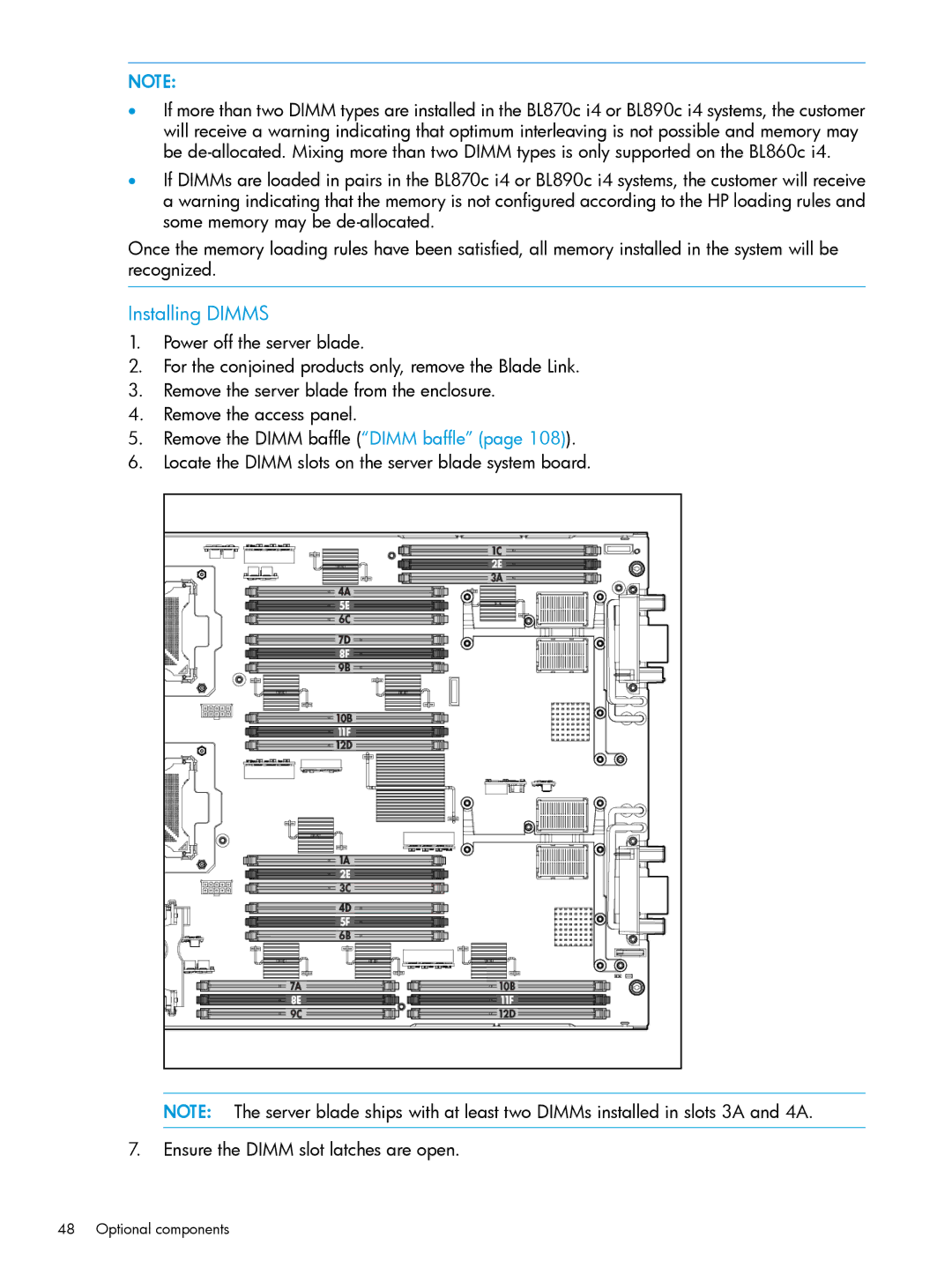 HP nPartitions (nPars) manual Installing Dimms 