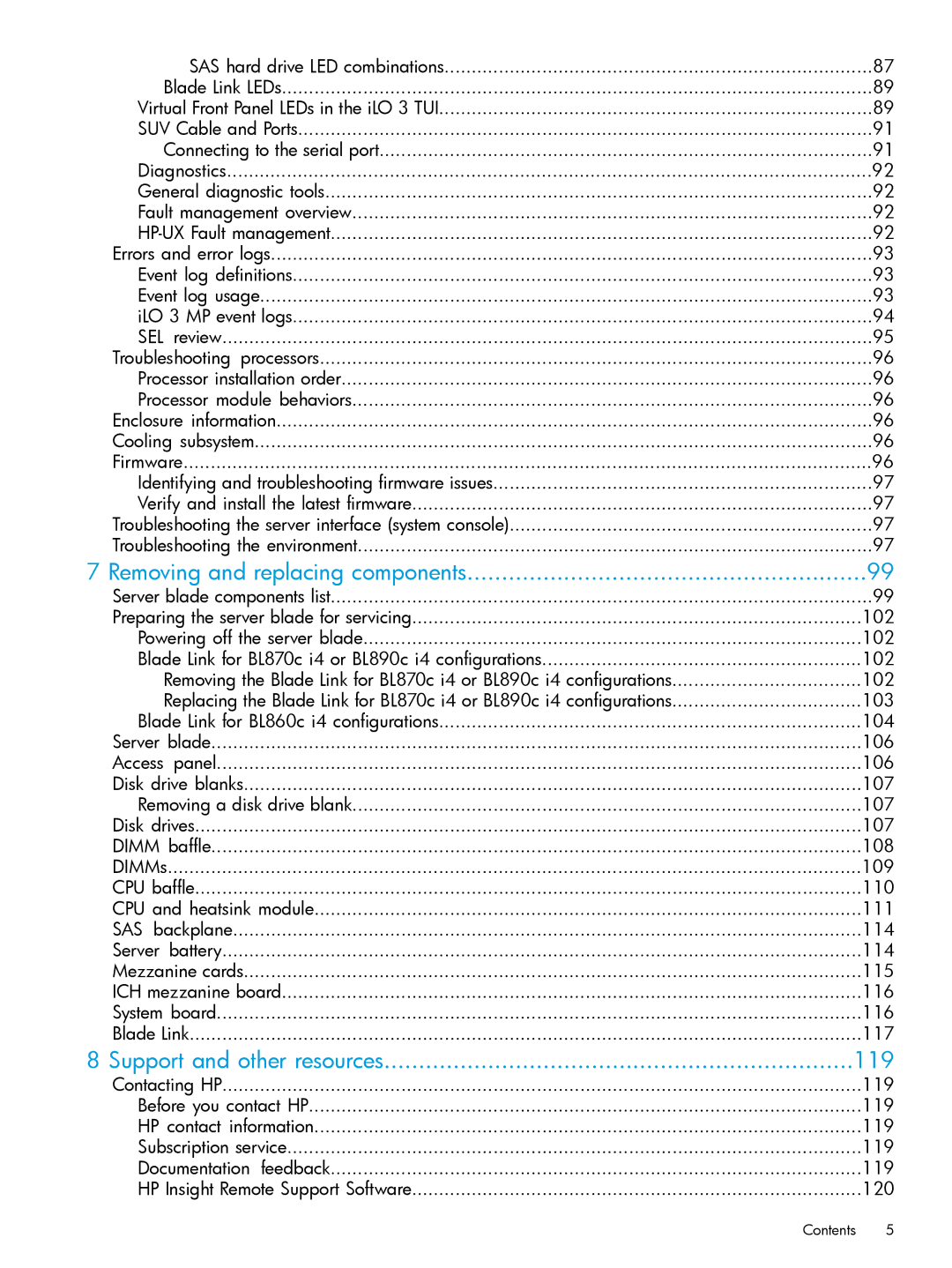 HP nPartitions (nPars) manual Removing and replacing components, Support and other resources 119 