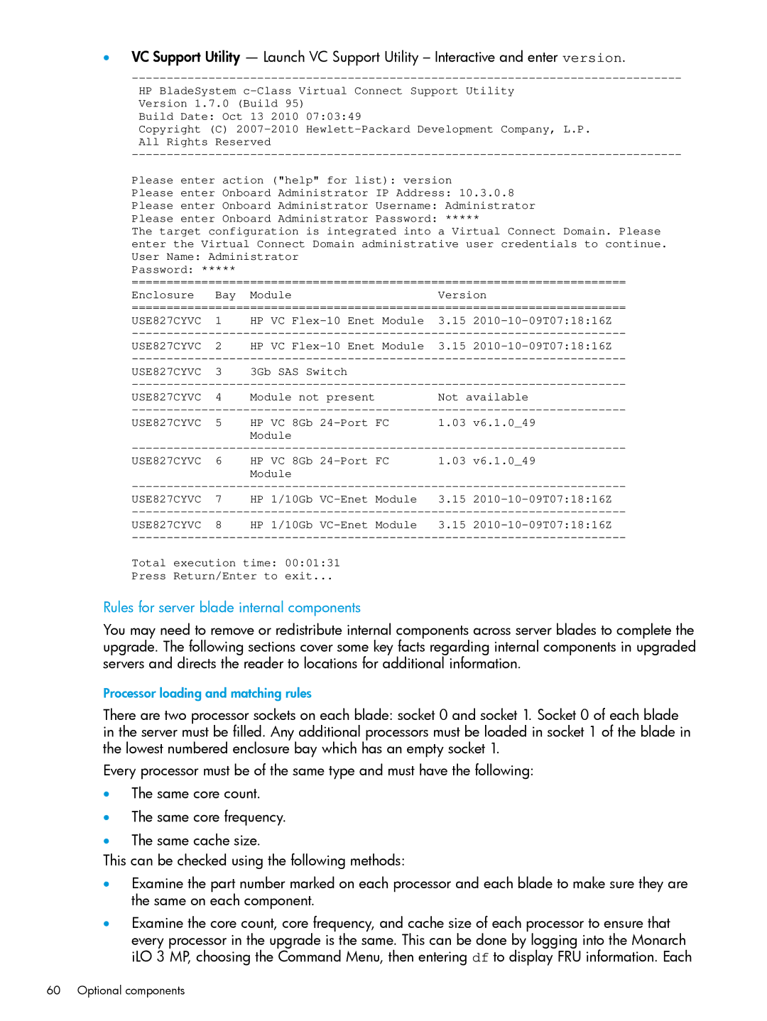 HP nPartitions (nPars) manual Rules for server blade internal components 