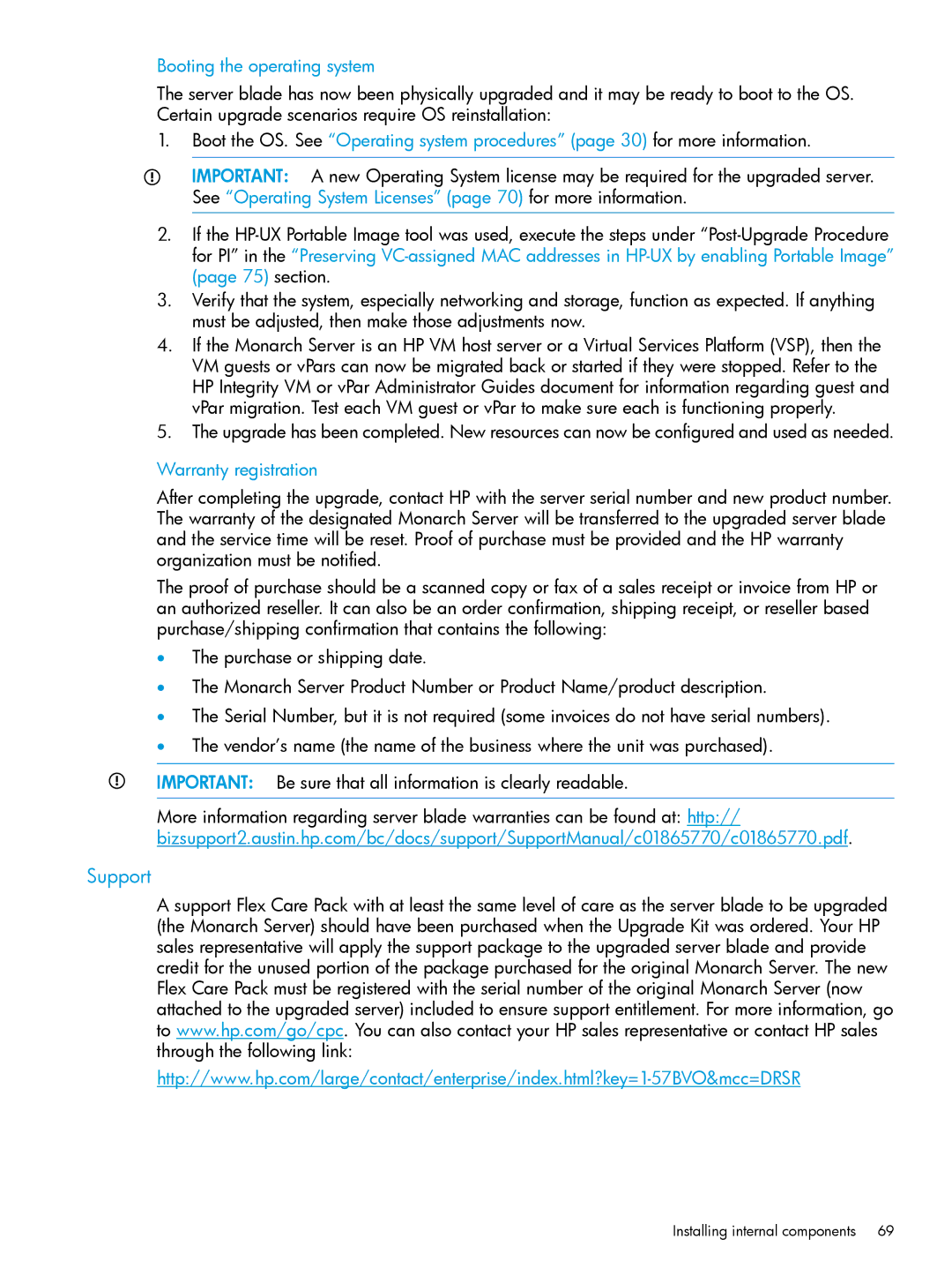 HP nPartitions (nPars) manual Support, Booting the operating system, Warranty registration 