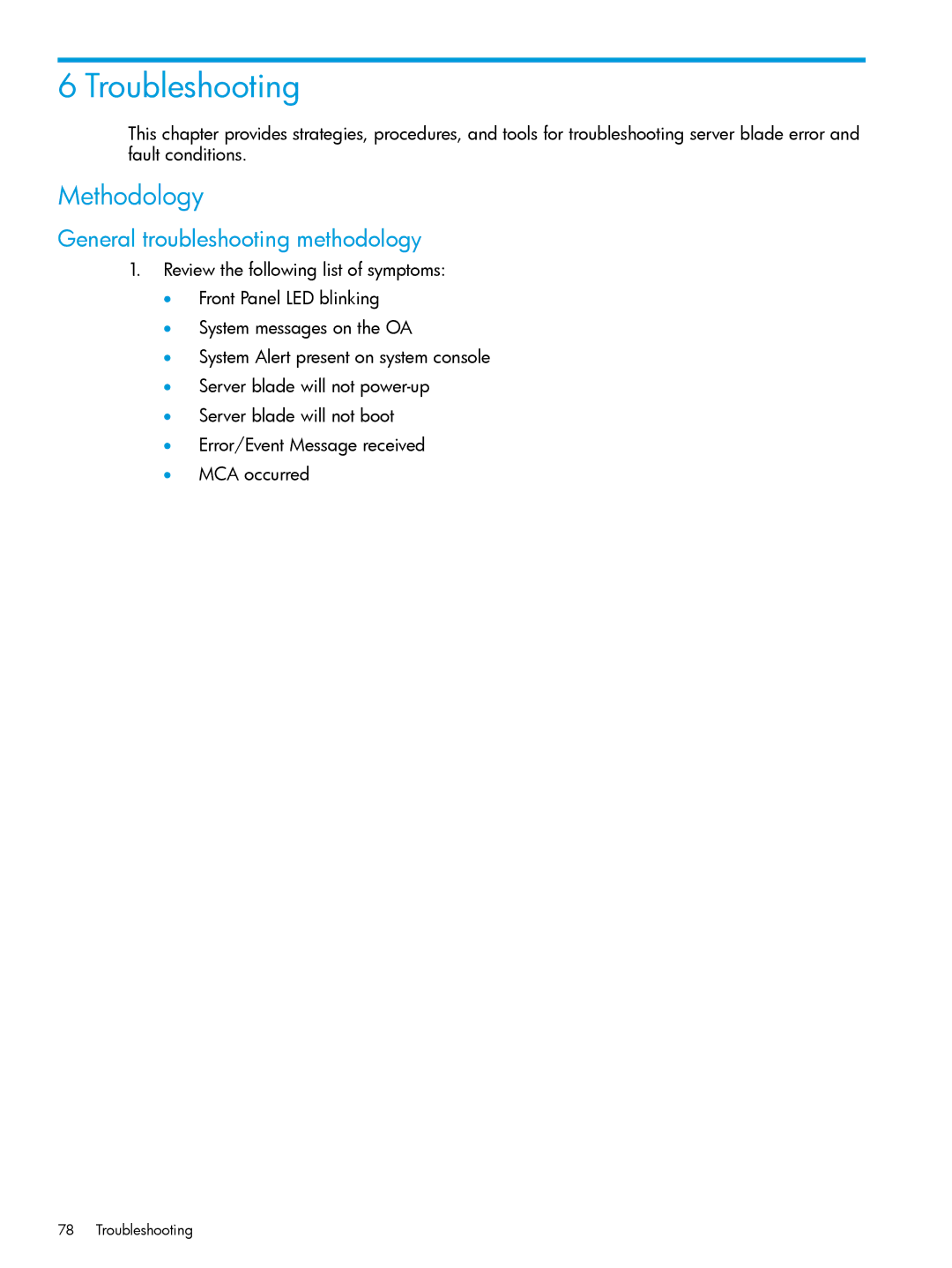 HP nPartitions (nPars) manual Troubleshooting, Methodology, General troubleshooting methodology 