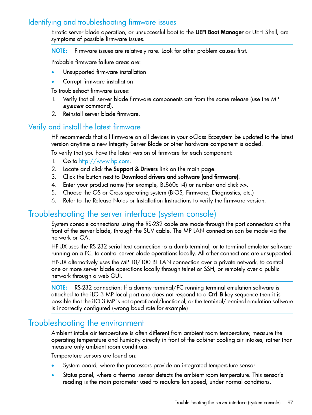 HP nPartitions (nPars) manual Troubleshooting the server interface system console, Troubleshooting the environment 