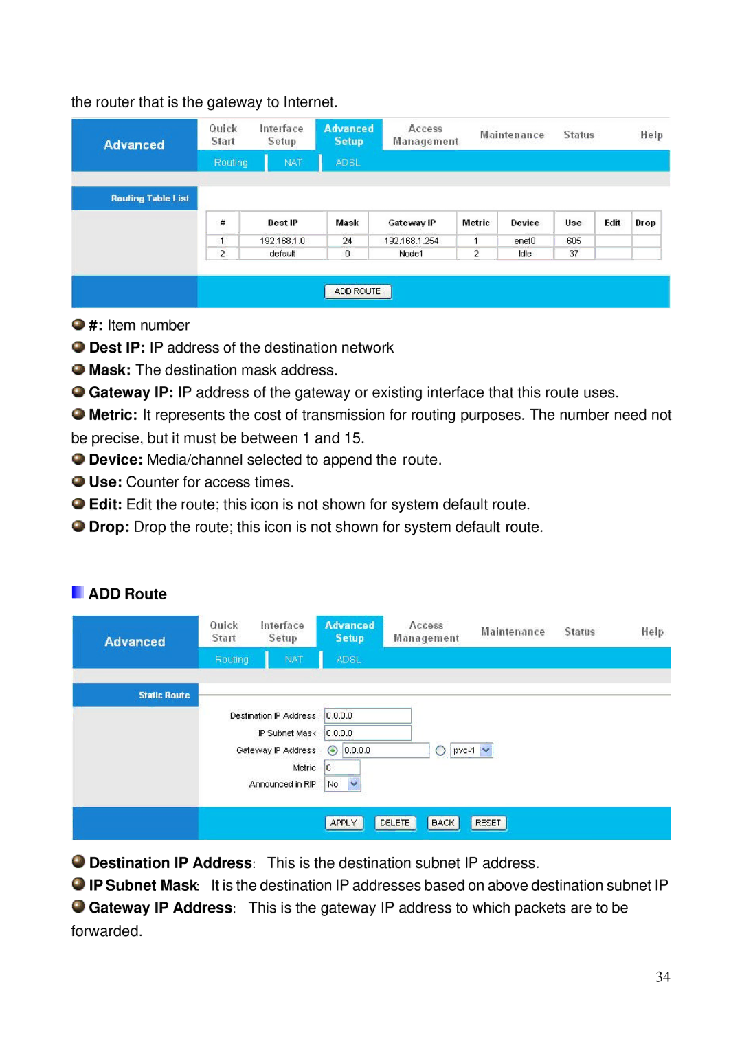 HP NRM42 manual ADD Route 