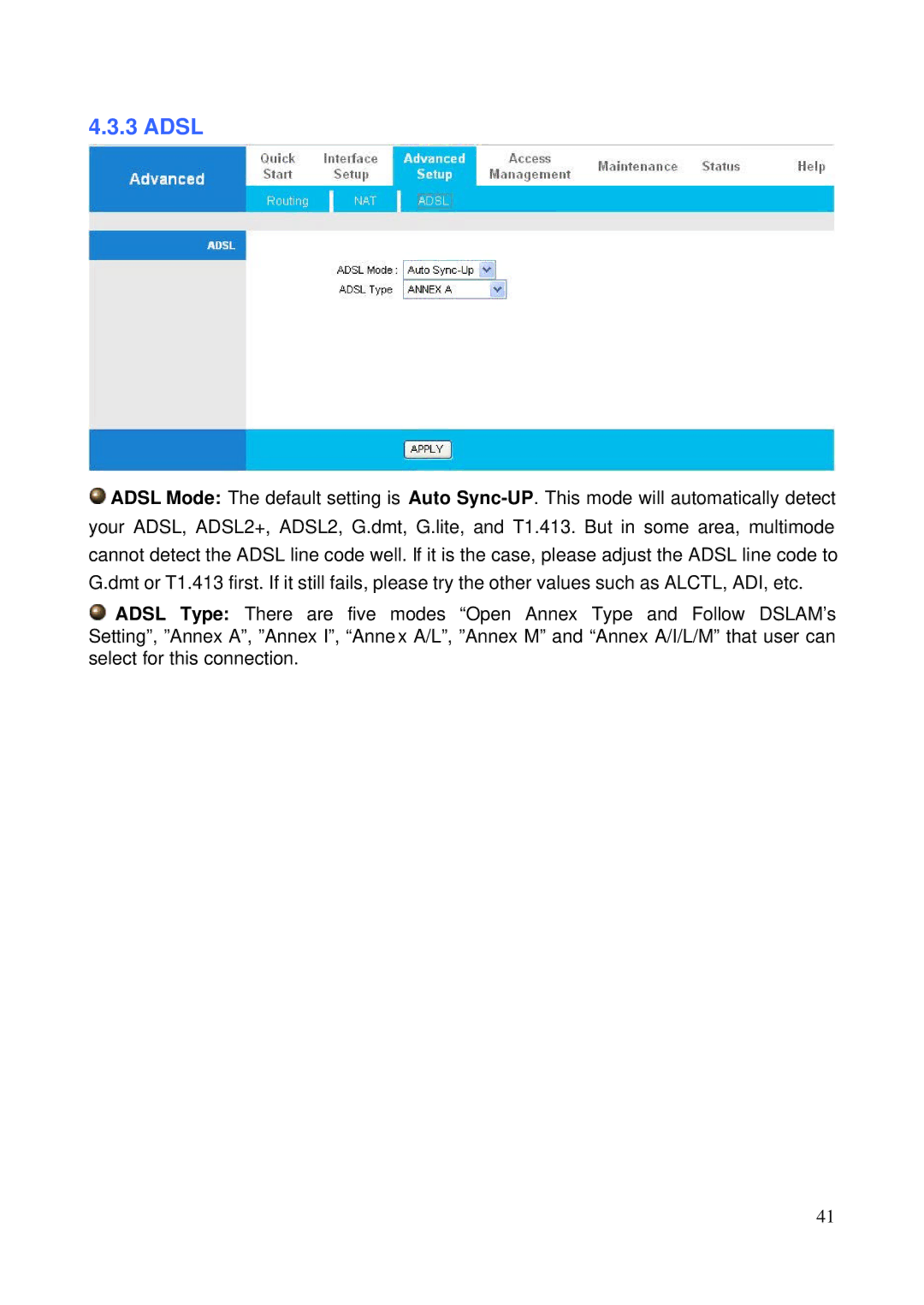 HP NRM42 manual Adsl 