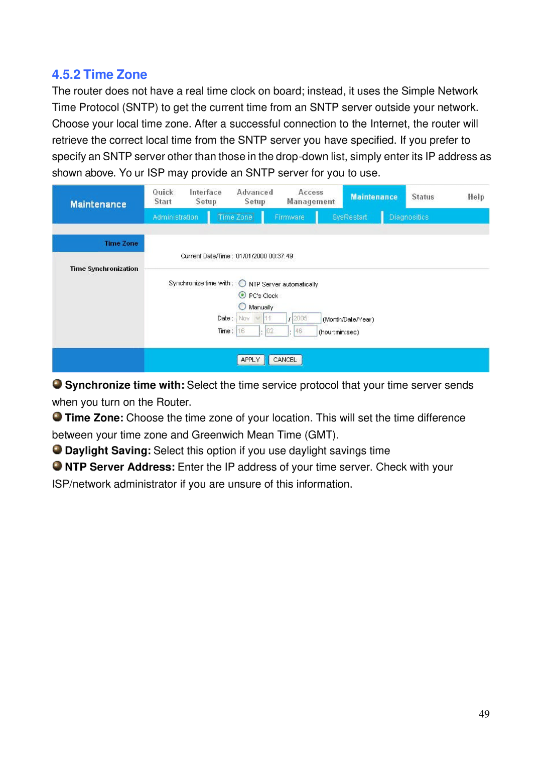 HP NRM42 manual Time Zone 