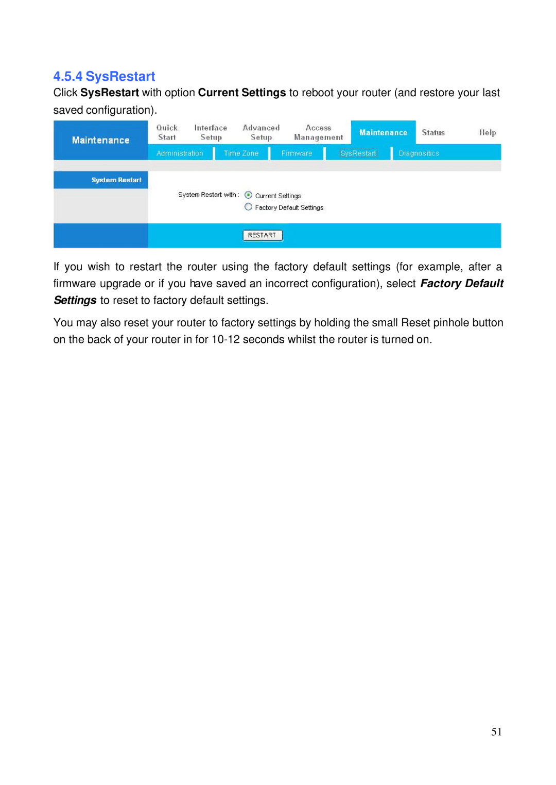 HP NRM42 manual SysRestart 