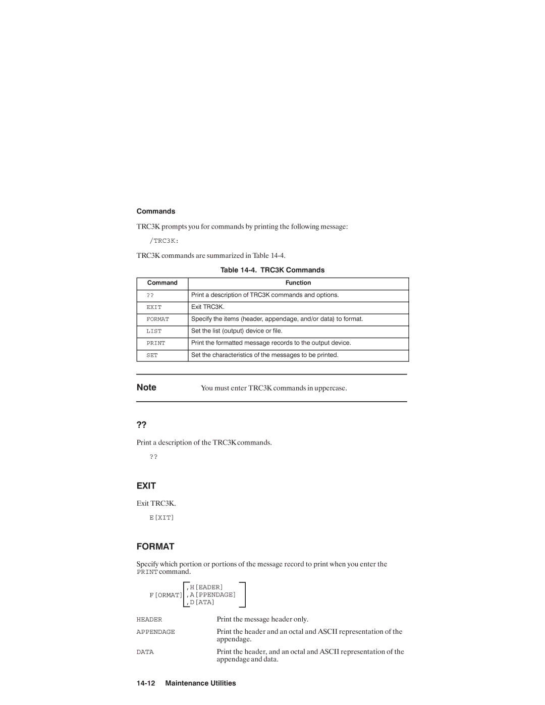 HP NSARPA/1000 manual TRC3K 