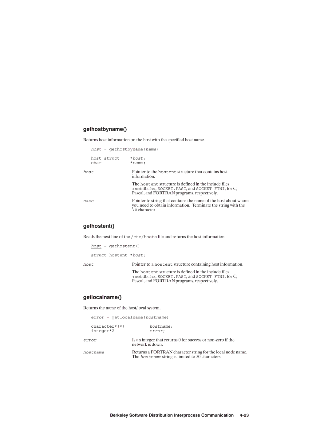 HP NSARPA/1000 manual Name Host, Host Hostent Netdb.h SOCKET.PASI, Error Hostname 