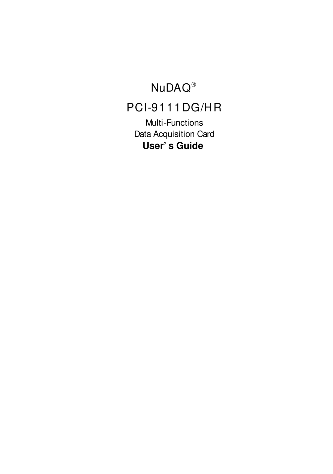 HP NuDAQ I-9111DG/HR manual 