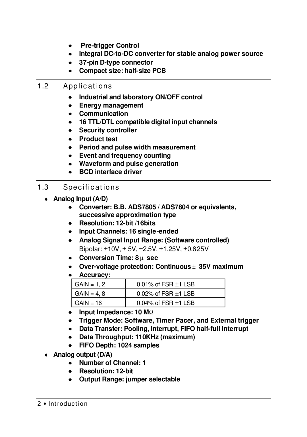 HP NuDAQ I-9111DG/HR manual Applications, Specifications 