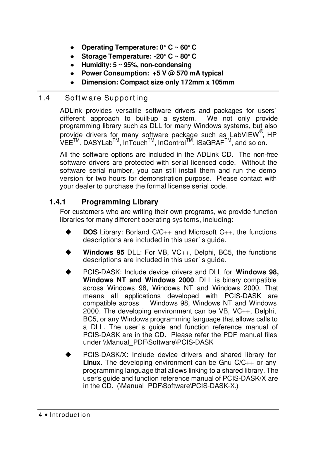 HP NuDAQ I-9111DG/HR manual Software Supporting, Programming Library 