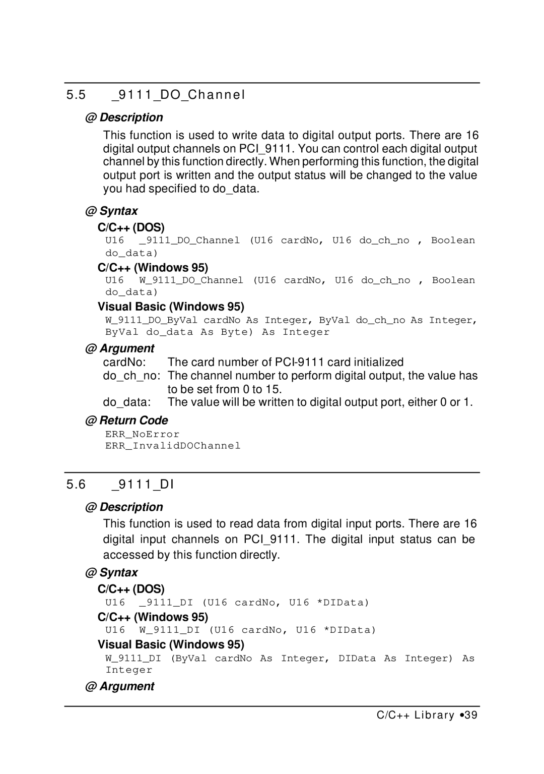 HP NuDAQ I-9111DG/HR manual 9111DOChannel, 9111DI 