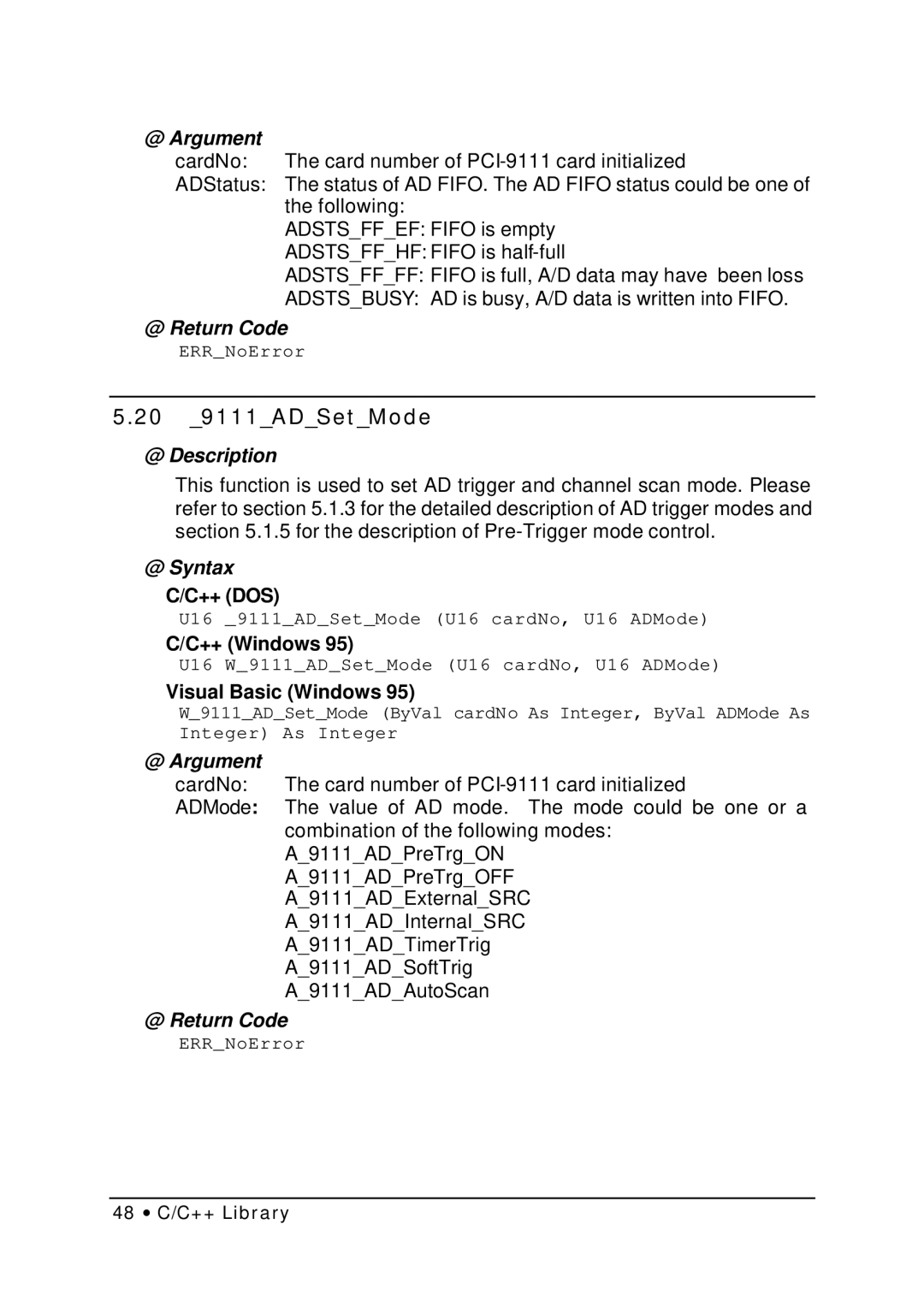 HP NuDAQ I-9111DG/HR manual 20 9111ADSetMode 