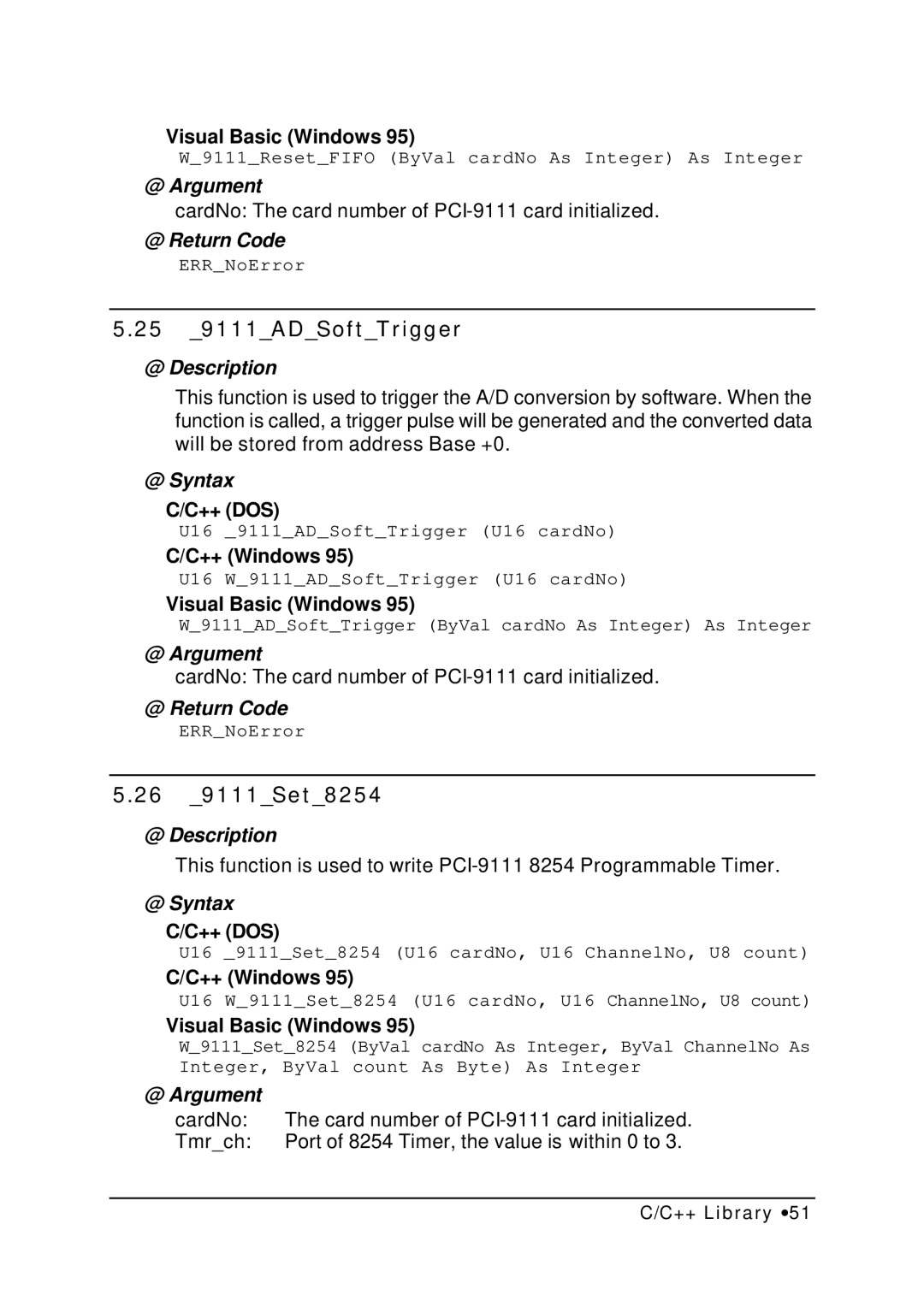 HP NuDAQ I-9111DG/HR manual 25 9111ADSoftTrigger, 26 9111Set8254 