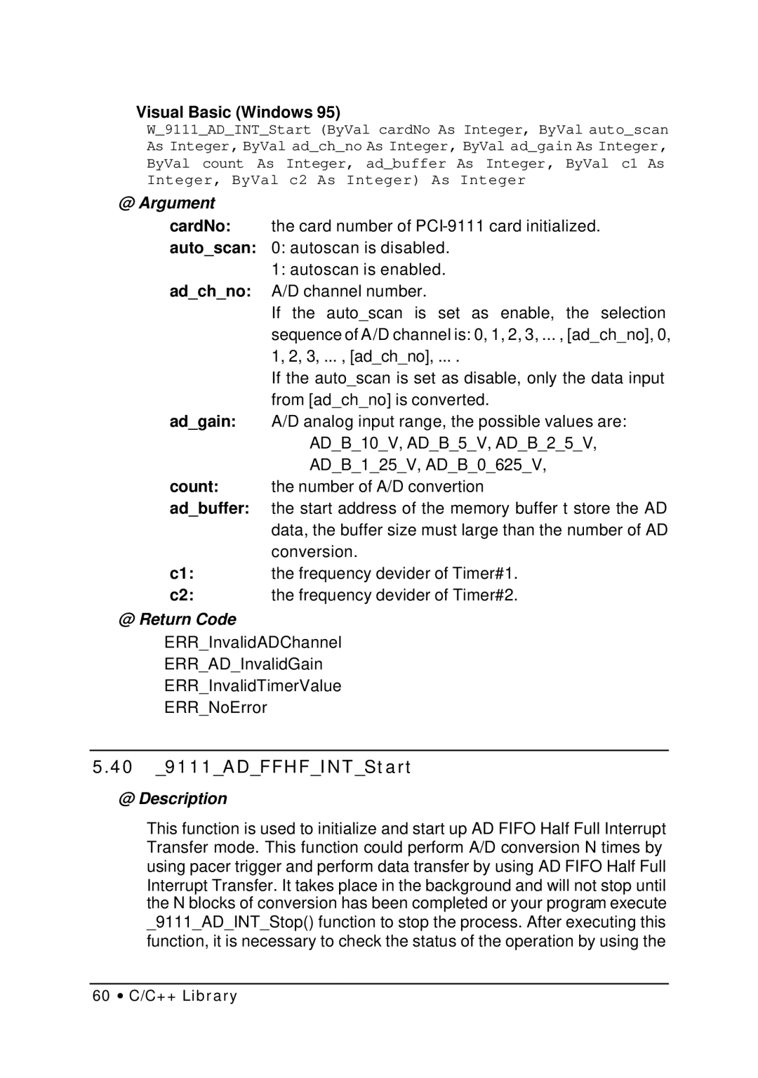 HP NuDAQ I-9111DG/HR manual 40 9111ADFFHFINTStart 