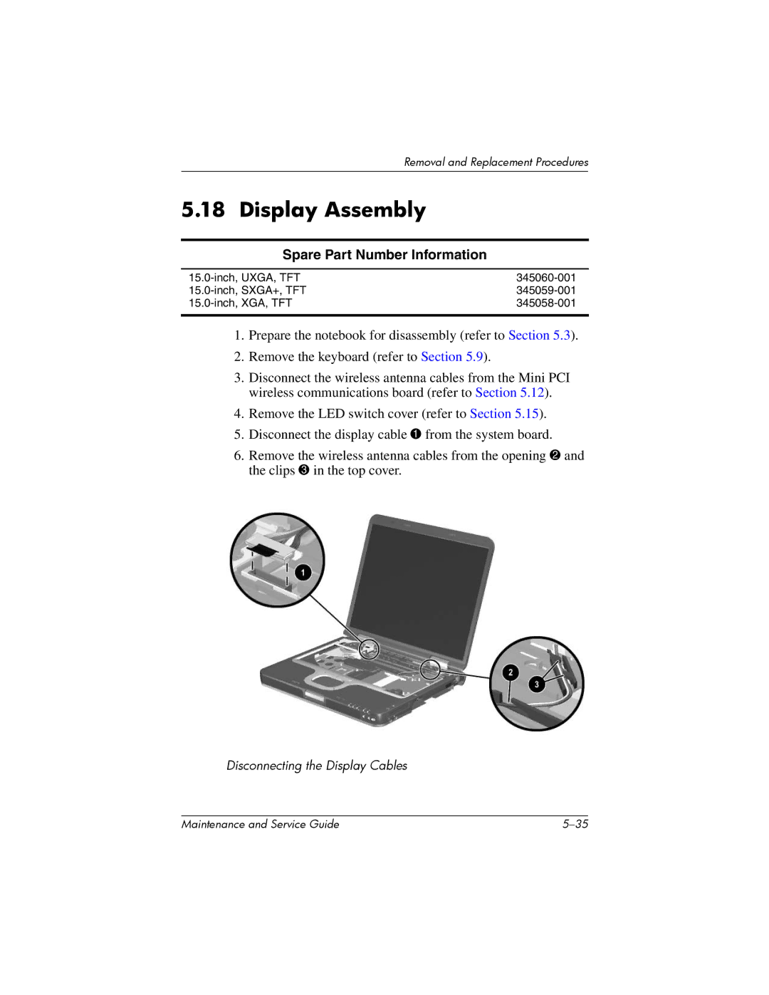 HP nw8000 manual Display Assembly 