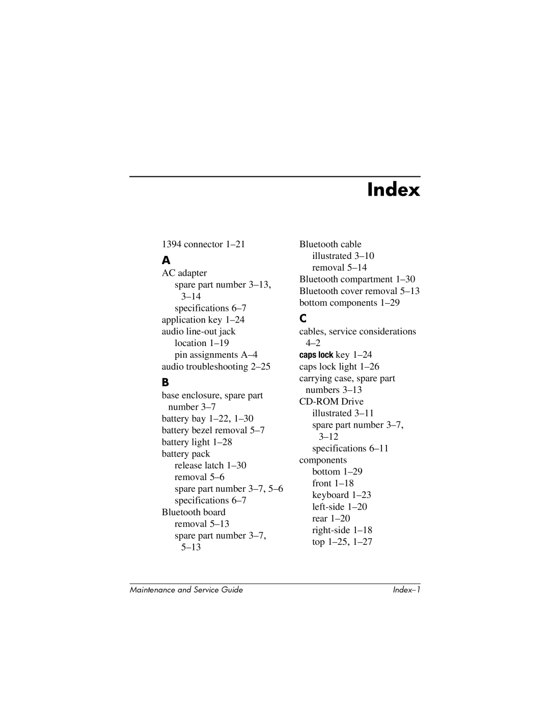 HP nw8000 manual Index 