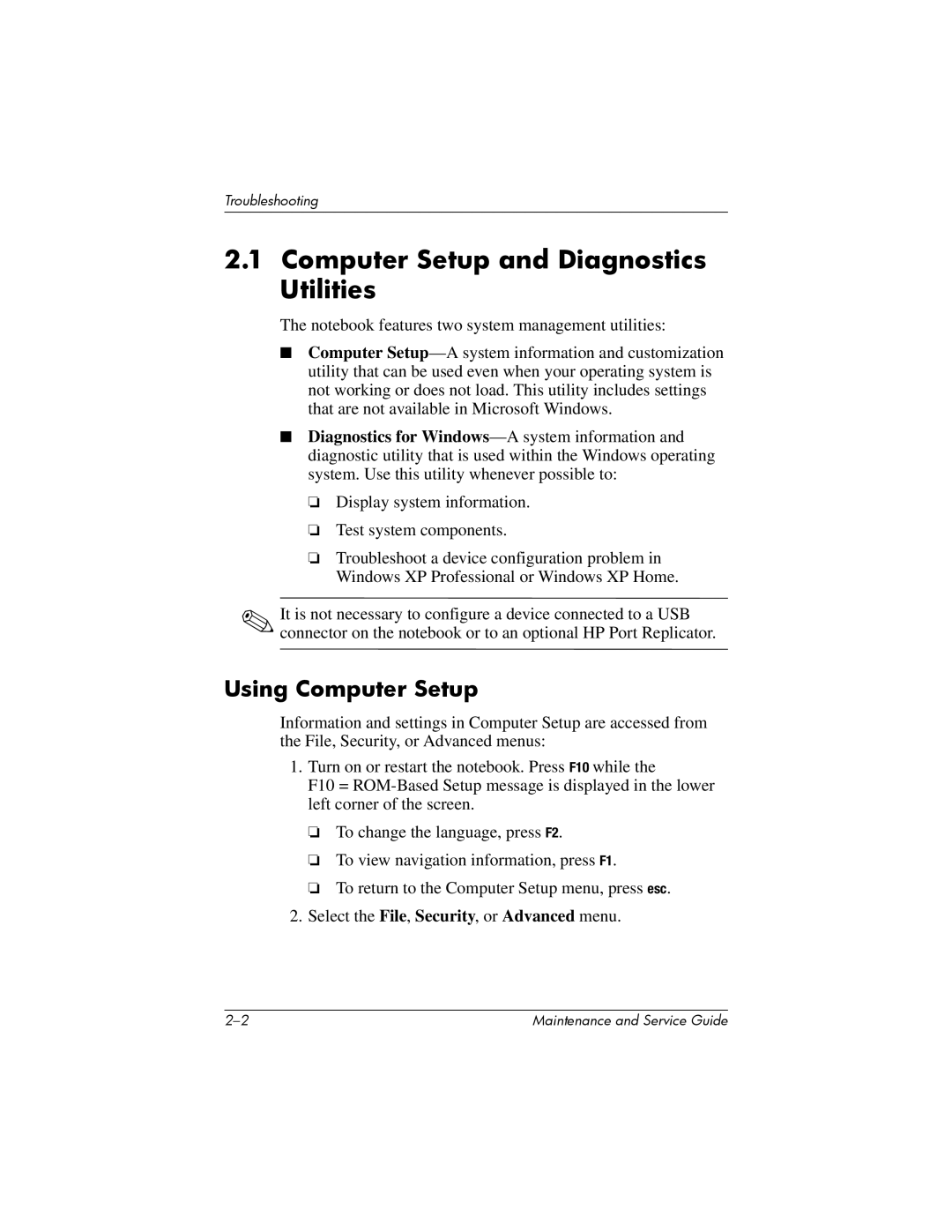 HP nw8000 manual Computer Setup and Diagnostics Utilities, Using Computer Setup 