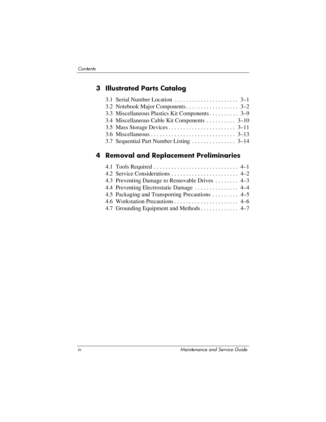 HP nw8000 manual Illustrated Parts Catalog, Removal and Replacement Preliminaries 