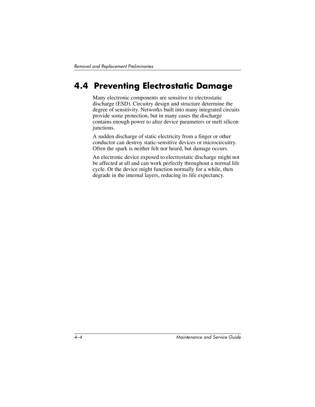 HP nw8000 manual Preventing Electrostatic Damage 