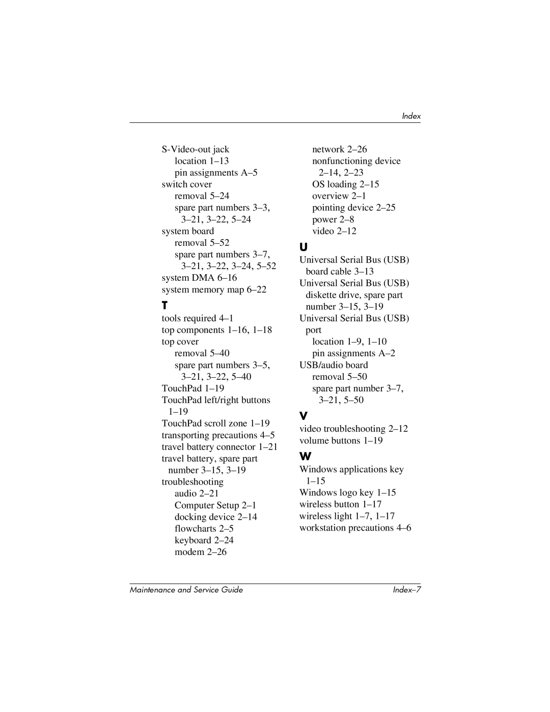 HP NX6120 manual Index-7 