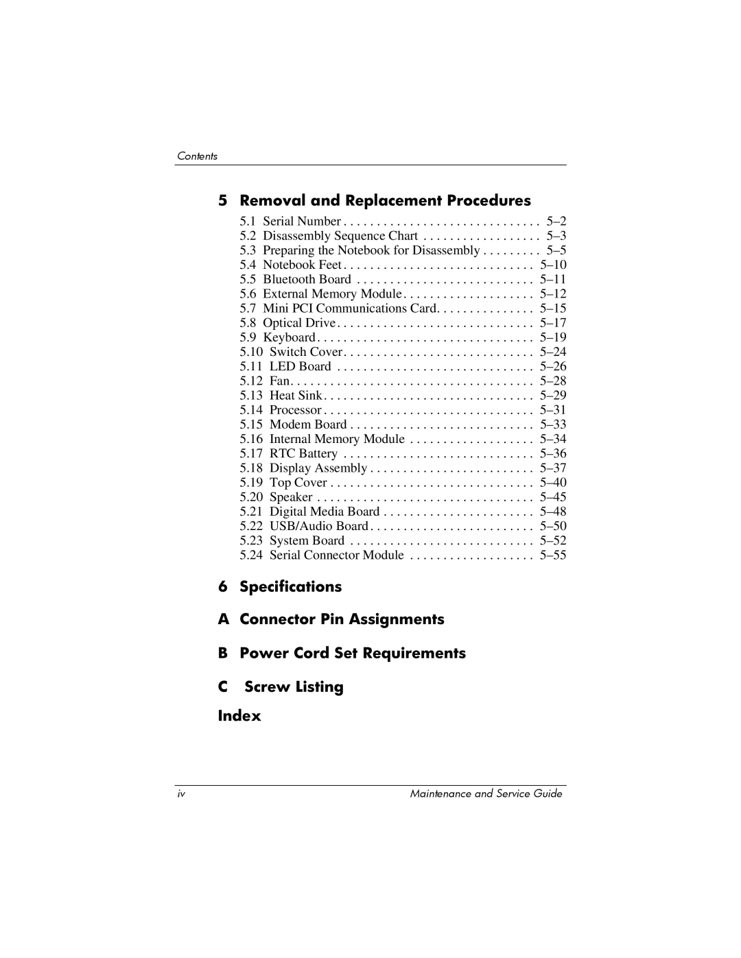 HP NX6120 manual Removal and Replacement Procedures 