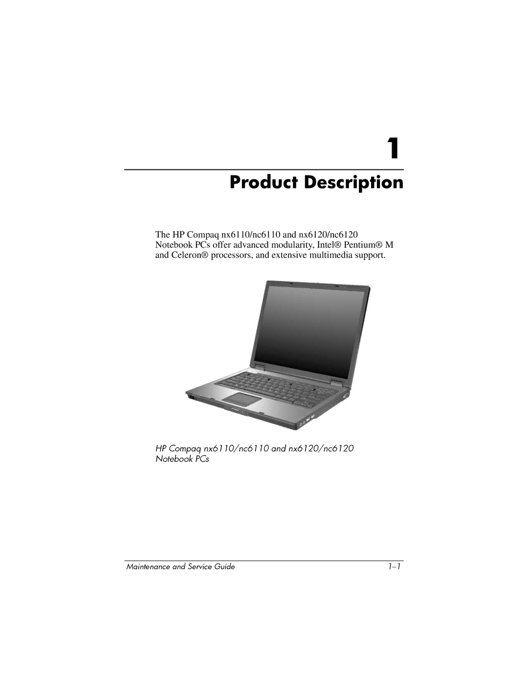 HP NX6120 manual Product Description 