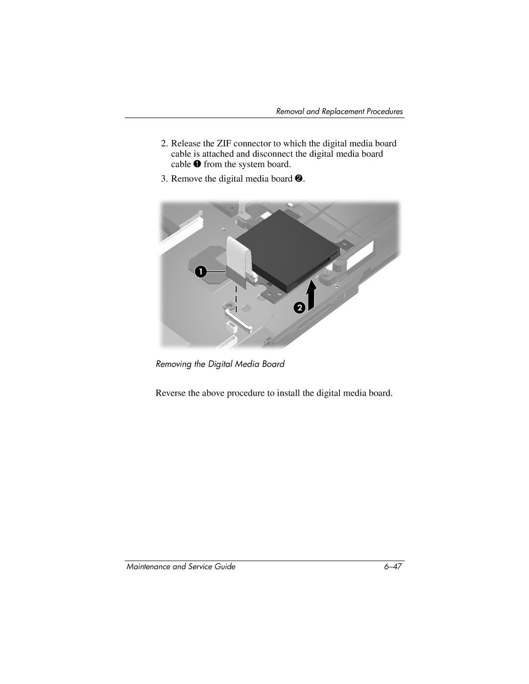 HP nx6130 manual Removing the Digital Media Board 