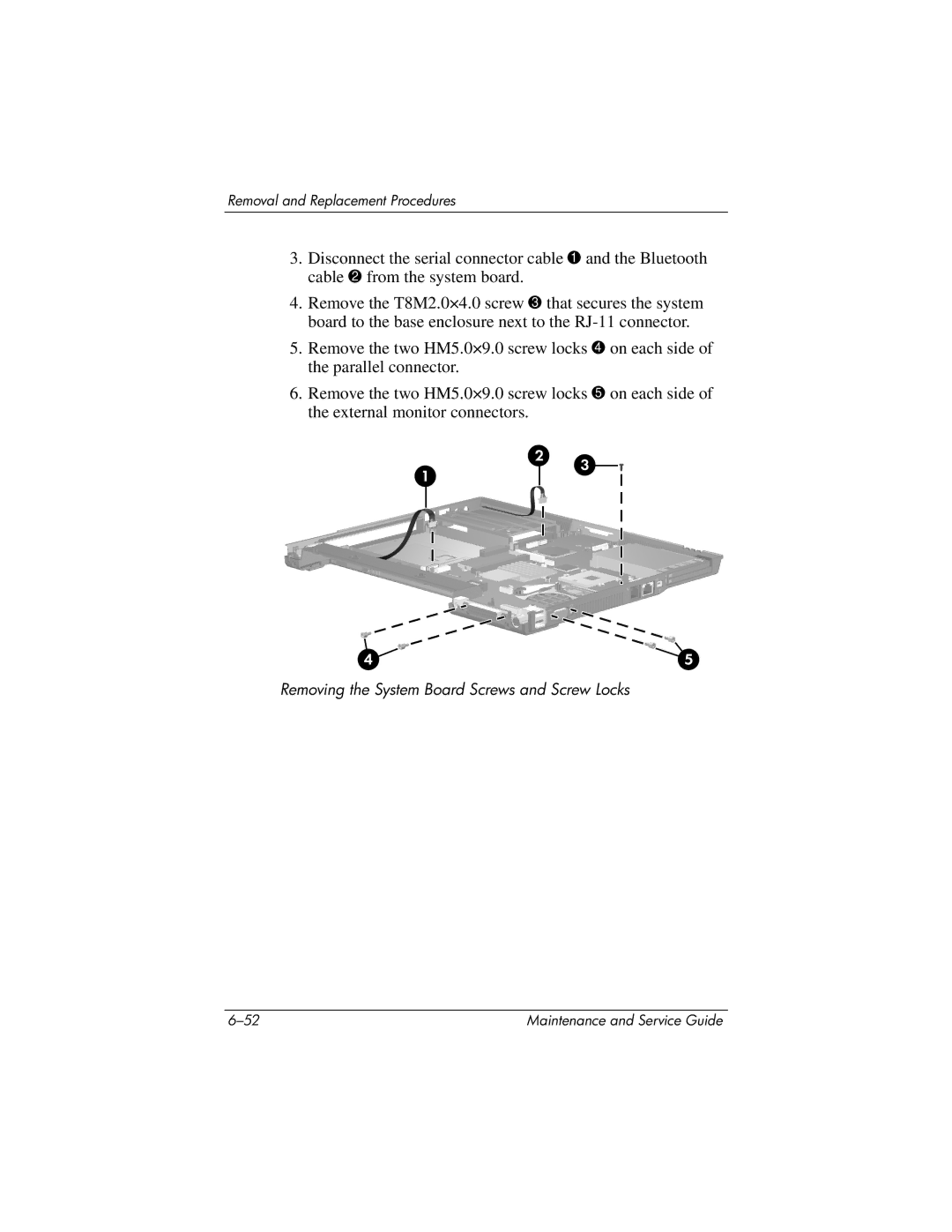 HP nx6130 manual Removing the System Board Screws and Screw Locks 