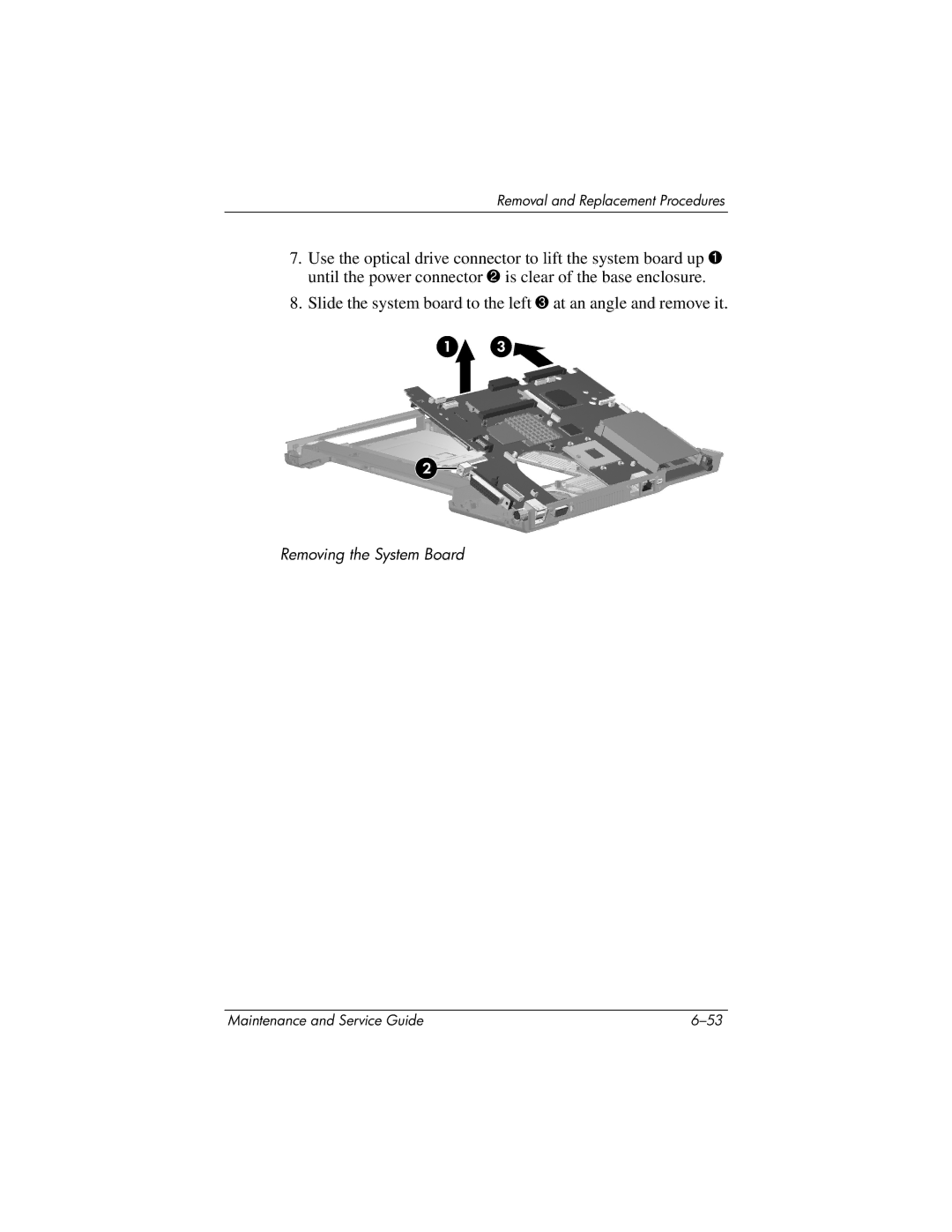 HP nx6130 manual Removing the System Board 